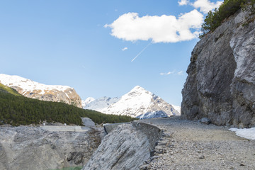 Alpine landscape with artificial lake, italy