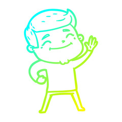 cold gradient line drawing happy cartoon man