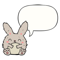 cute cartoon rabbit and speech bubble