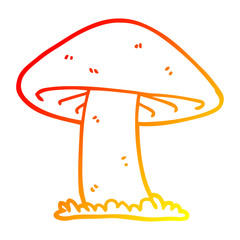 warm gradient line drawing cartoon mushroom