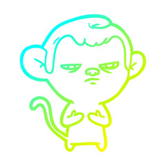 cold gradient line drawing cartoon monkey