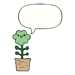 cartoon flower and speech bubble