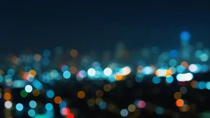 Zelfklevend Fotobehang Blurred abstract bokeh background of San Francisco city lights at night © Tierney