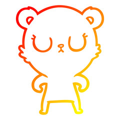 warm gradient line drawing peaceful cartoon bear