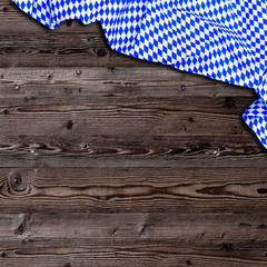 Oktoberfest background with bavarian white blue table cloth 