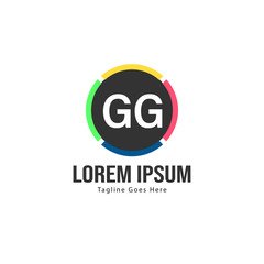 Initial GG logo template with modern frame. Minimalist GG letter logo vector illustration