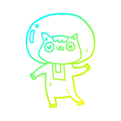 cold gradient line drawing cartoon space cat