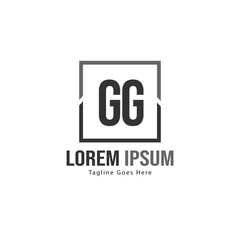 Initial GG logo template with modern frame. Minimalist GG letter logo vector illustration