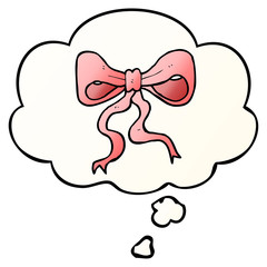 cartoon bow and thought bubble in smooth gradient style