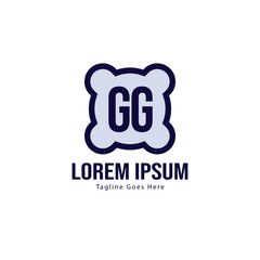 Initial GG logo template with modern frame. Minimalist GG letter logo vector illustration