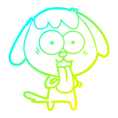 cold gradient line drawing cute cartoon dog
