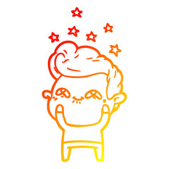 warm gradient line drawing cartoon excited man