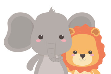 Lion and elephant cartoon design