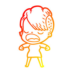 warm gradient line drawing cartoon cool hipster girl talking
