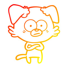 warm gradient line drawing nervous dog cartoon