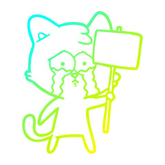 cold gradient line drawing cartoon cat