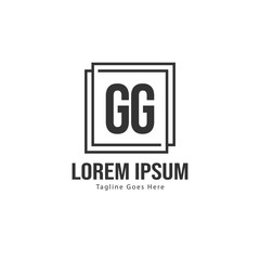 Initial GG logo template with modern frame. Minimalist GG letter logo vector illustration