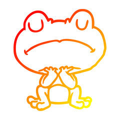 warm gradient line drawing frog waiting patiently