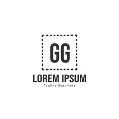 Initial GG logo template with modern frame. Minimalist GG letter logo vector illustration