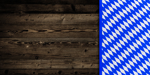 Fototapeta premium Oktoberfest background with bavarian white blue tablecloth