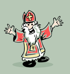 Happy Saint - Dutch Saint Nicholas smiling and waving