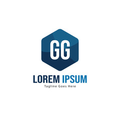 Initial GG logo template with modern frame. Minimalist GG letter logo vector illustration