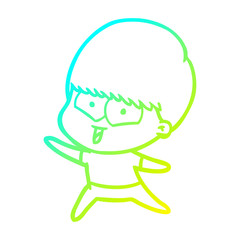 cold gradient line drawing cartoon happy boy