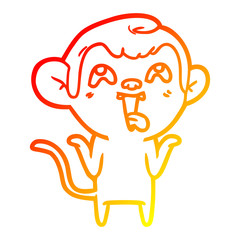 warm gradient line drawing crazy cartoon monkey