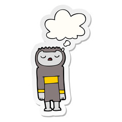 cartoon robot and thought bubble as a printed sticker