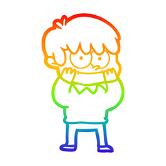 rainbow gradient line drawing happy cartoon man