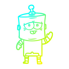 cold gradient line drawing cartoon robot