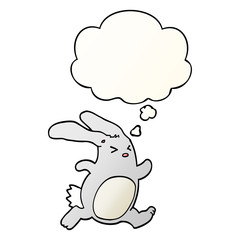 cartoon rabbit and thought bubble in smooth gradient style