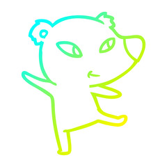 cold gradient line drawing cute cartoon bear dancing