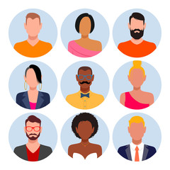 Diverse people avatar set