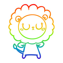 rainbow gradient line drawing cartoon lion