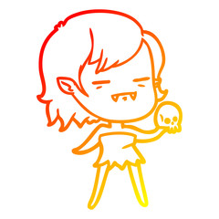 warm gradient line drawing cartoon undead vampire girl