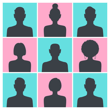 Set of silhouette avatar profile pictures