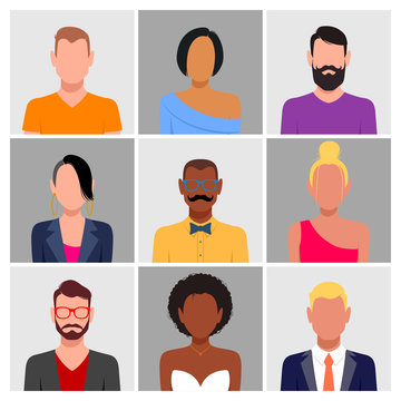 Diverse people avatar set