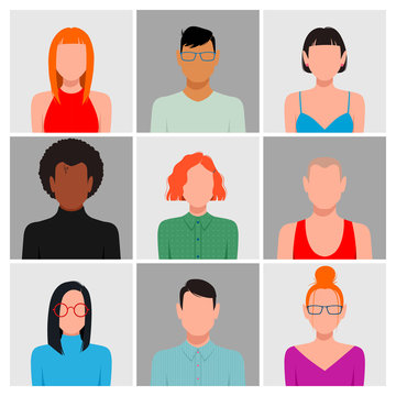 Diverse people avatar set