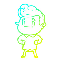 cold gradient line drawing happy cartoon man