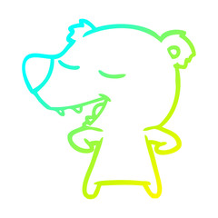 cold gradient line drawing cartoon bear