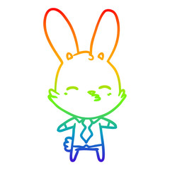 rainbow gradient line drawing curious bunny cartoon