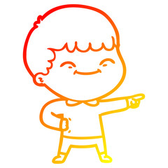 warm gradient line drawing cartoon happy boy