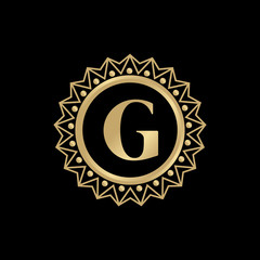 Luxury G letter logo design vector template
