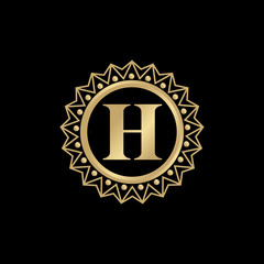 Luxury H letter logo design vector template
