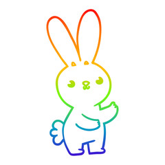 rainbow gradient line drawing cute cartoon rabbit