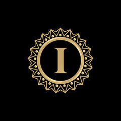 Fototapeta premium Luxury I letter logo design vector template
