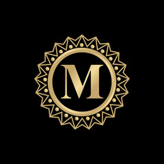 Luxury M letter logo design vector template