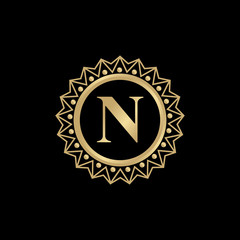 Luxury N letter logo design vector template