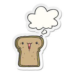 cute cartoon toast and thought bubble as a printed sticker